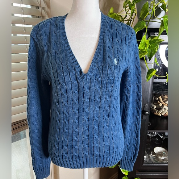 Ralph Lauren Sweaters - Ralph Lauren Cable-Knit V-Neck Sweater Sz L